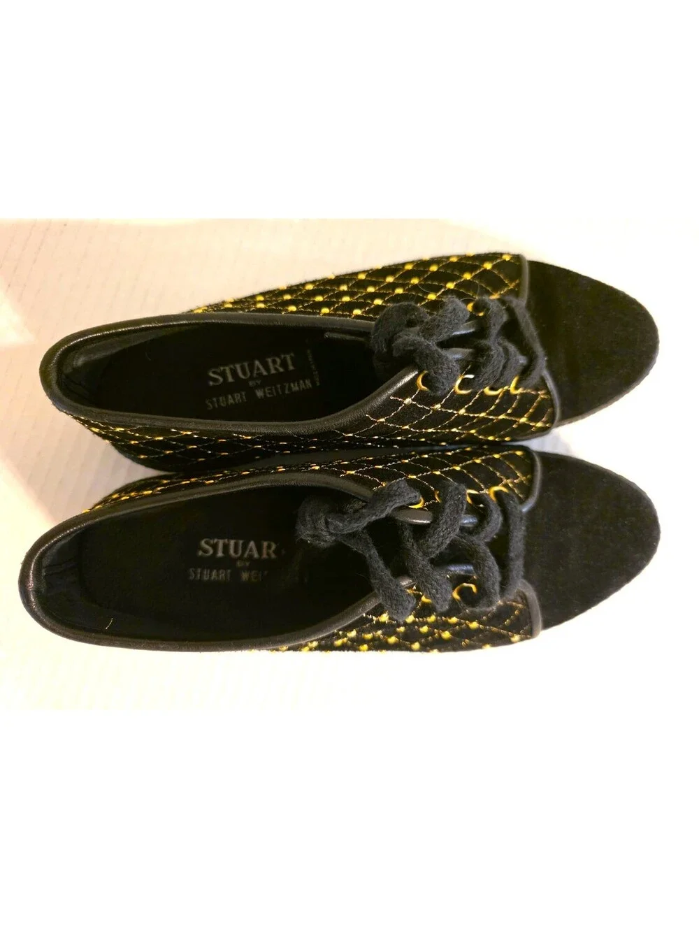 Stuart Weitzman Boyband Velvet Slip On Sneakers Quilted Gold Studs Size 6 New